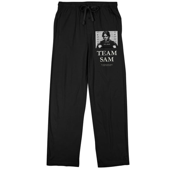 Supernatural TV Series Team Sam Mugshot Men's Black Sleep Pajama Pants-3XL