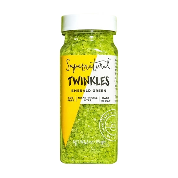 Supernatural Twinkles Sprinkles, Emerald Green Sanding Sugar, Non-GMO, Vegan, 3oz, Made in USA