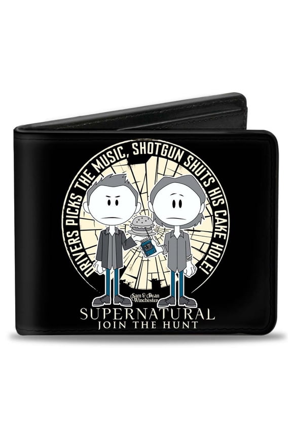 Supernatural Wallet, Bifold, Sam Dean Winchester Driver Picks the Music Shattered Glass, Vegan Leather