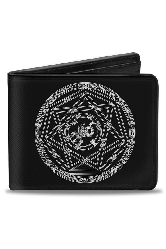Supernatural Wallet, Bifold, Supernatural Devils Trap Symbol Black White, Vegan Leather