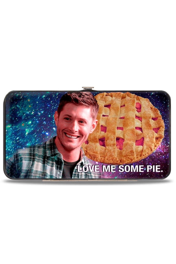 Supernatural Wallet, Hinged, Dean Smiling Pie Galaxy Blue Purple Supernatural Black White, Vegan Leather