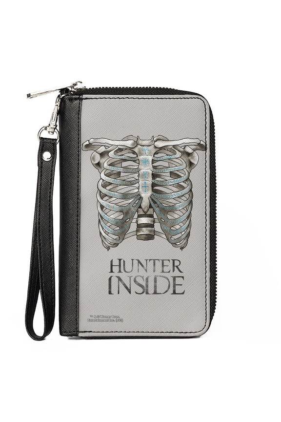 Supernatural Wallet, Zip Around, Supernatural Hunter Inside Rib Cage Poster, Vegan Leather