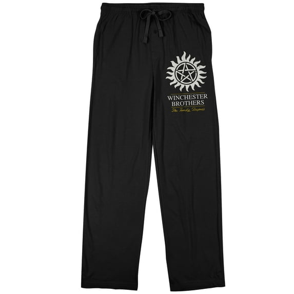 Supernatural Winchester Brothers Family Business Men's Black Graphic Sleep Pajama Pants-Small