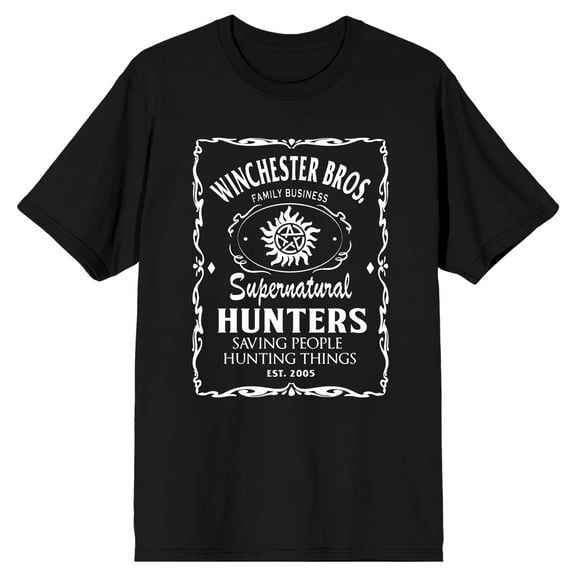 Supernatural Winchester Brothers Family Business Poster Men's Black T-shirt-Small