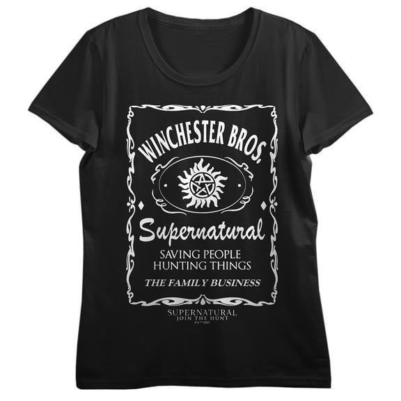 Supernatural Winchester Brothers Poster On Black Short Sleeve Adult T-Shirt-XS