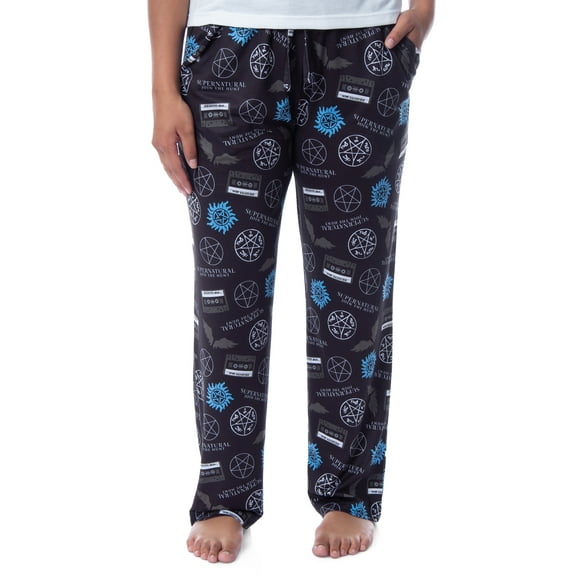 Supernatural TV Series Womens' Join The Hunt Anti-Possession Castiel Logos Lounge Pajama Pants