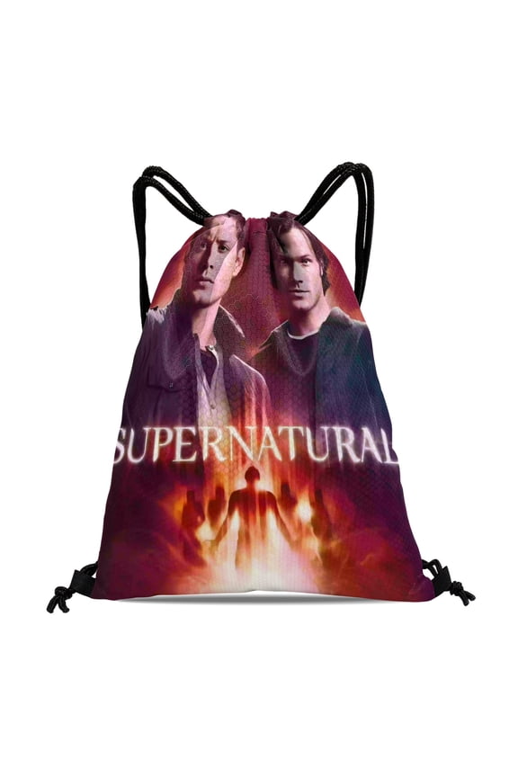 Supernatural-theme Drawstring Backpack Sports Gym Bag Water Resistant String Bag Cinch Bag12X1630X40cm