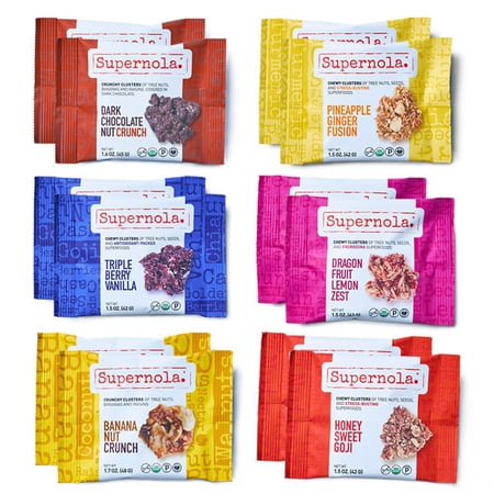 Supernola Superfood Granola Cluster Bites | 12 PACK Ultimate Assortment Variety Pack | Plant-Based Protein | Delicious Fruits, Nuts & Seeds | Gluten-free | Organic, Keto, Paleo Snack Packs