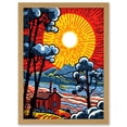 thumbnail image 1 of Supernova Sunrise Over Countryside Cabin Comic Book Style Mountain Landscape Pop Art Halftone Artwork Framed Wall Art Print A4, 1 of 4