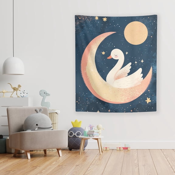 Supernova the Swan Wall Tapestry by Dancing Littles Jungle