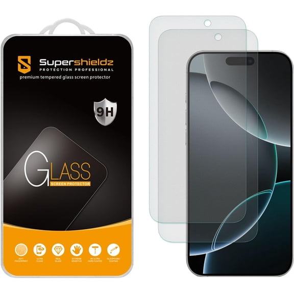 Supershieldz Designed for iPhone 17/ iPhone 17 Pro/ iPhone 16 Pro (6.3 inch) Anti Glare (Matte) Tempered Glass Screen Protector, Anti Scratch, Bubble Free (2 Pack)