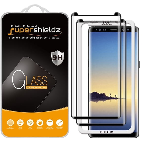 Supershieldz Designed for Samsung Galaxy Note 8 Tempered Glass Screen Protector with (Easy Installation Tray) Anti Scratch, Bubble Free (Black) (2 Pack)