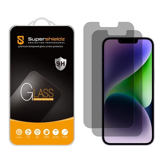 Supershieldz Designed for iPhone 16e/ iPhone 14 / iPhone 13/ iPhone 13 Pro (6.1 inch) (Privacy) Anti Spy Tempered Glass, Anti Scratch, Bubble Free (2 Pack)