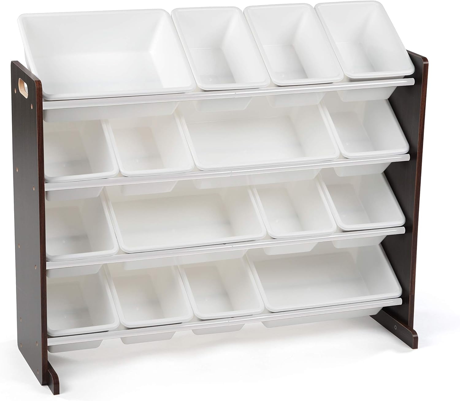 Espresso and White Extra-Large Toy Storage Organizer with 16 Bins