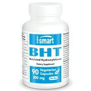 Supersmart - (BHT) Butylated Hydroxytoluene 300 mg per Day - Immune Support & Antioxidant | Non-GMO & Gluten Free - 90 Vegetarian Capsules