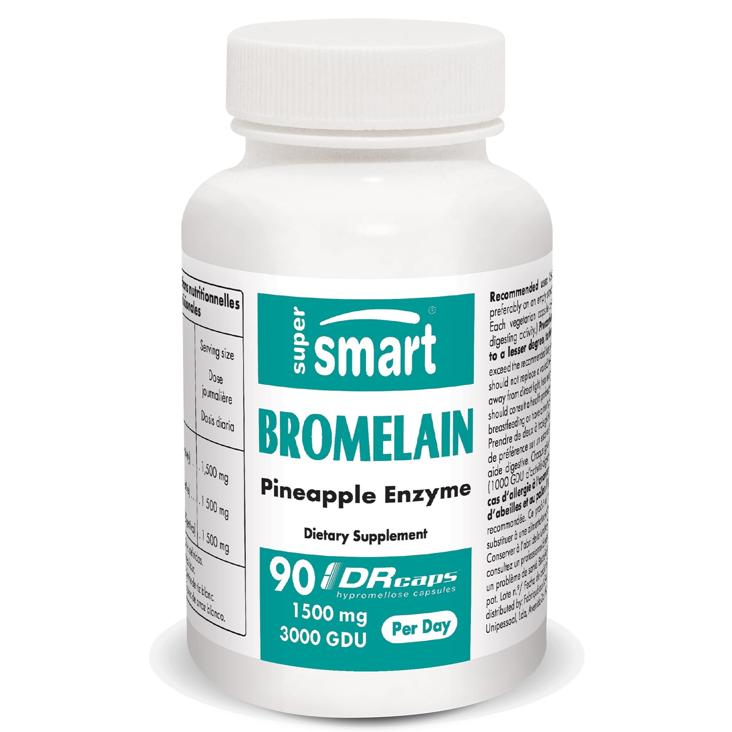 Supersmart Bromelain 3000 GDU 1500 mg per Day Pineapple Enzymes