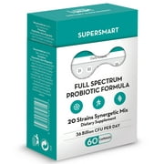 Supersmart - Full Spectrum Probiotic 36 Billion CFU per Day - 20 Probiotics Strains (with Lactobacillus Reuteri, Gasseri, Rhamnosus) | Non-GMO & Gluten Free - 60 Vegetarian Capsules