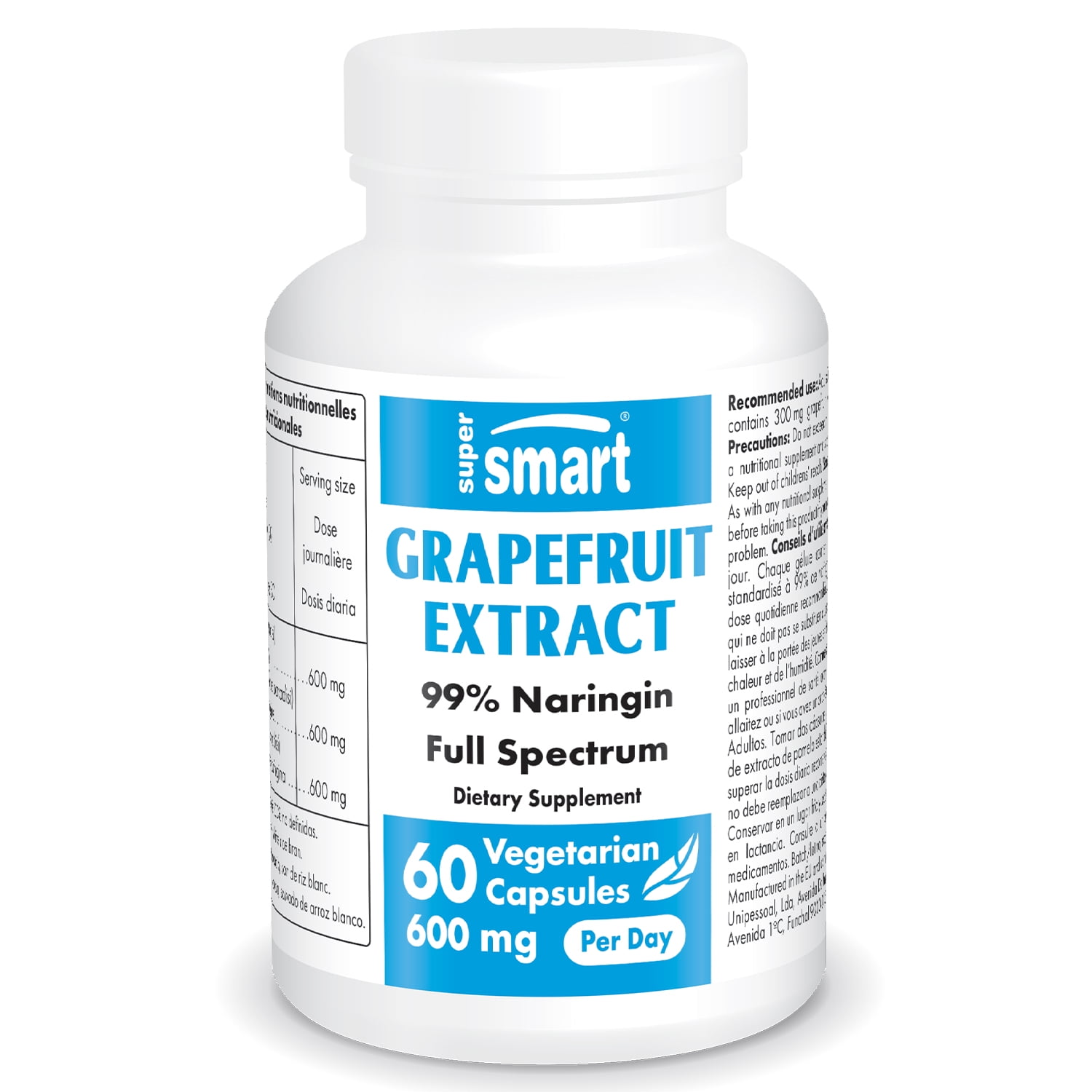 Supersmart Grapefruit Extract Supplement 600 mg per Day 99 