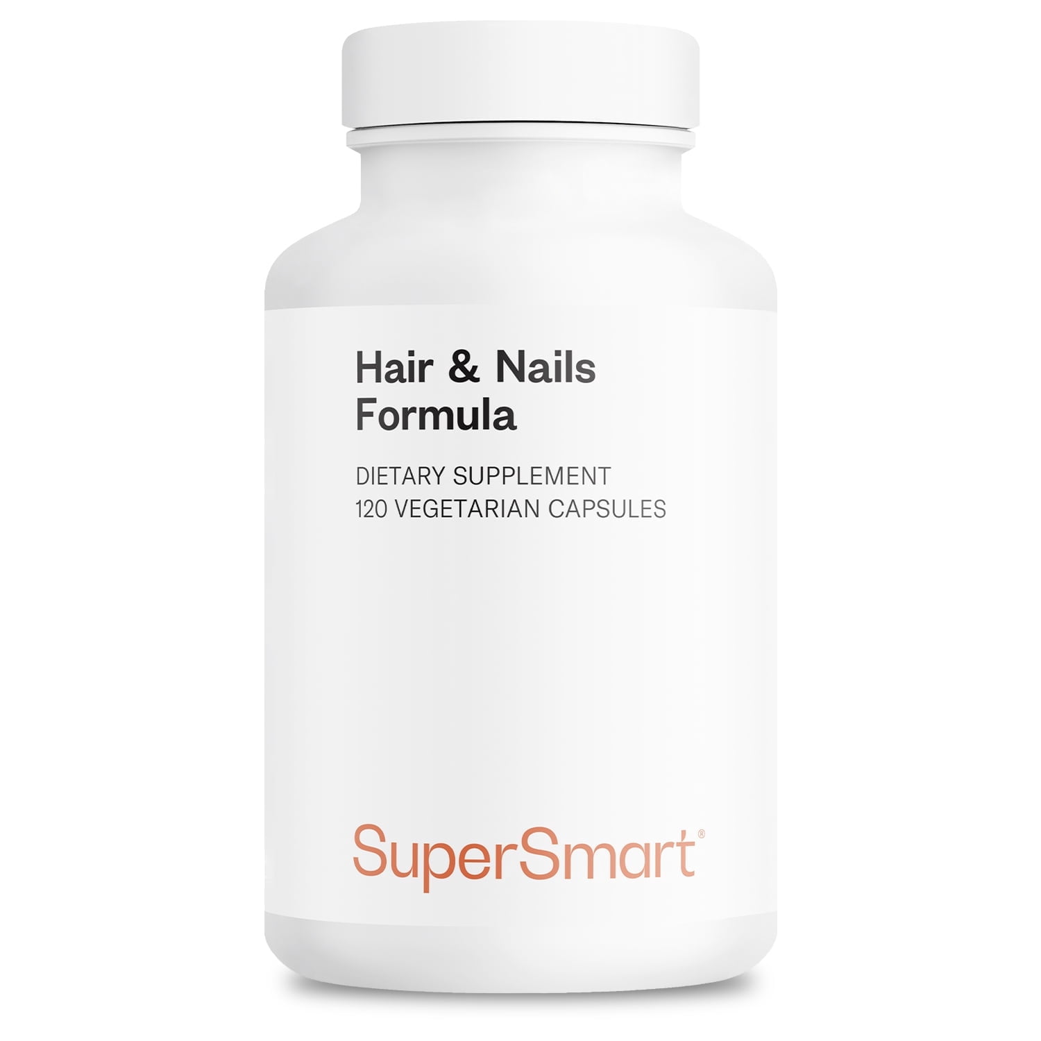 SuperSmart Hair & Nails Formula - Patented Solubilized Keratine Supplement - with Biotin, Bamboo Extract, MSM, Cynatine HNS Keratin | Non-GMO & Gluten Free - 120 Vegetarian Capsules