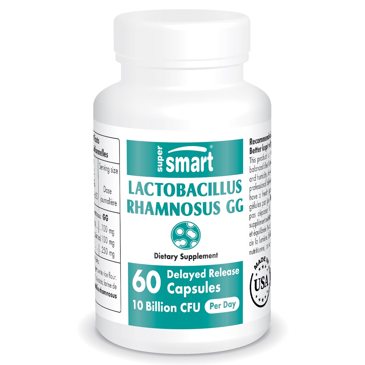 Supersmart - Lactobacillus Rhamnosus GG 10 Billion CFU per Day - Probiotic  Supplement - Digestive Support - Vaginal Flora Health | Non-GMO & Gluten