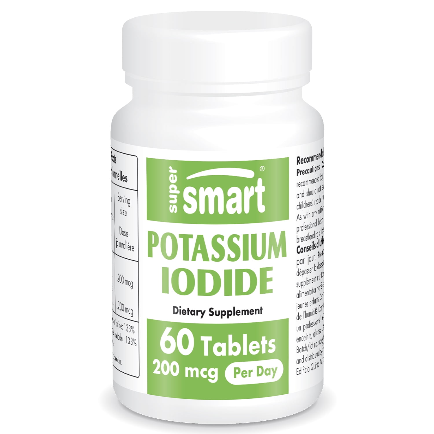 Supersmart Potassium Iodide (Iodine Supplement) 200 mcg per Day Non