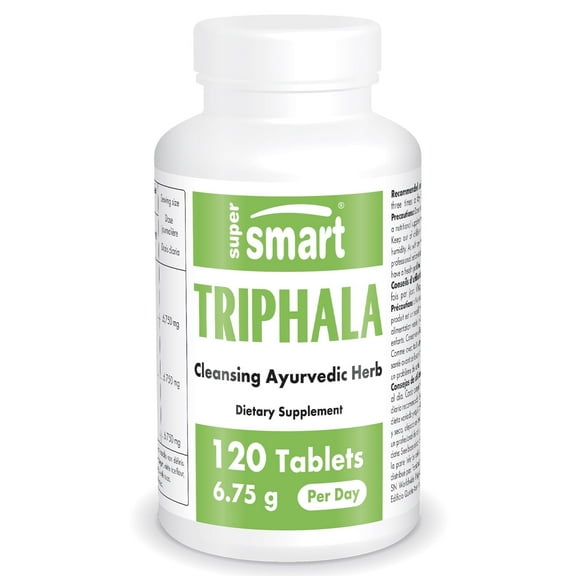 Supersmart - Triphala 6.75 g per Day - with Amla, Behada & Harada - Colon Cleanse - Digestion Support Supplement | Non-GMO & Gluten Free - 120 Tablets