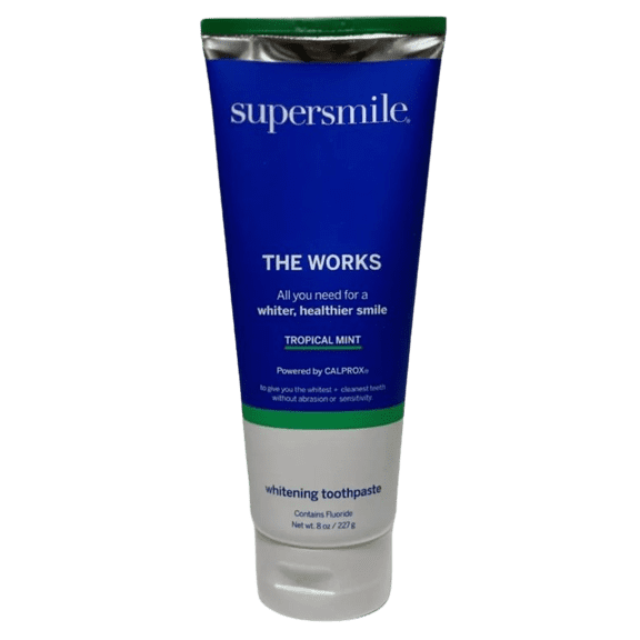 Supersmile The Works Whitening Toothpaste 8 oz Tropical Mint Flavor | Advanced Stain Removal, Enamel Strengthening, Sensitivity-Free Formula