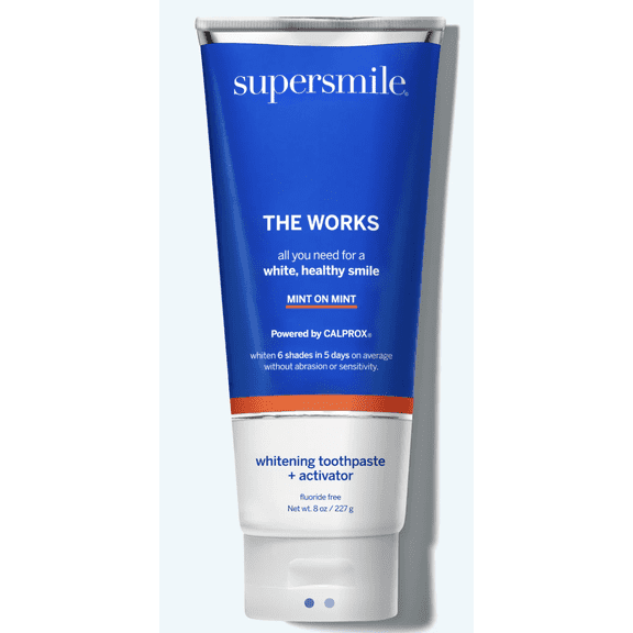 Supersmile The Works Whitening Toothpaste Mint on Mint 8 oz | Fluoride-Free Toothpaste | Removes Stains & Whitens Teeth | Freshens Breath with Dual Mint Flavor