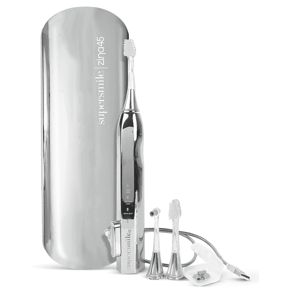 Supersmile Zina45 Deluxe Sonic Toothbrush, Rechargeable, Travel Case Included, Silver