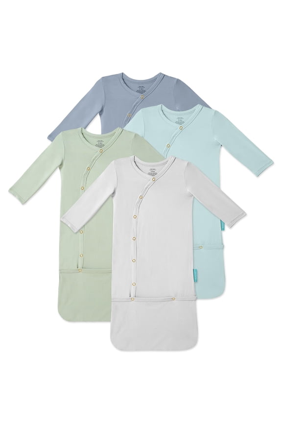 Supersoft Baby Sleeper Gowns, 4-Pack Premium Bamboo Viscose Infant Nightgown Sleepers Preemie Newborn Snap Bundles
