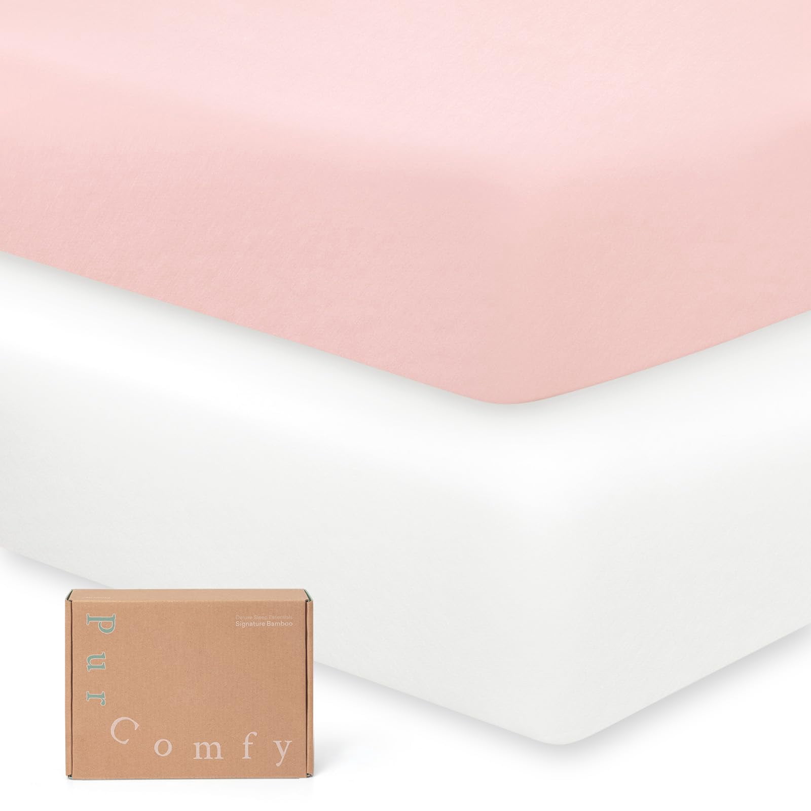 Supersoft Pack and Play Sheets Fitted, Premium Bamboo Viscose Mini Crib Sheets, Pack N Play Mattress Sheets, Playard Baby Sheets Neutral for Boys Girls, 5'' Deep Pocket 2-Pack (Mini Crib Sheets)