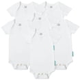 thumbnail image 1 of Supersoft Short Sleeve Baby Bodysuits, Premium Bamboo Rayon Bodysuits Unisex Boy Girl White Bodysuit 6-pack, 1 of 9