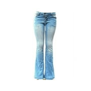 Jack David Womens Juniors 70s Trendy Flared Fitted Bell Bottom Denim Jeans