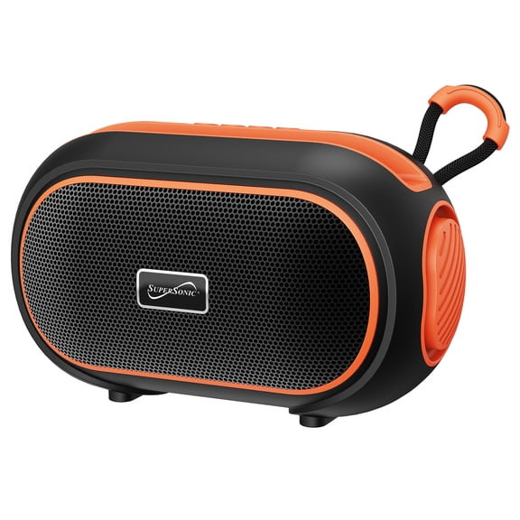 Supersonic 7-Watt-RMS VIBE!! DOCK Portable Bluetooth Rechargeable Speaker with Phone Holder, TWS, FM, USB/microSD Inputs, Strap (Orange)