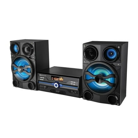 IQ Sound IQ-9000BT Premium 160W Hi-Fi Audio System with Bluetooth, DVD/CD/MP3/WMA Compatible, USB, FM Radio, LED Display, Speaker Lights, Remote Control, 2 Microphone Inputs, AV Output, AUX Input