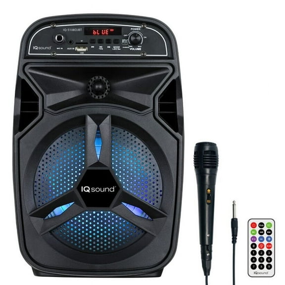 Supersonic IQ-5108DJBT Portable Bluetooth Speaker with True Wireless Stereo & LED Light Show, Black