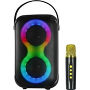 Supersonic IQ Sound IQ-3704BT Portable Bluetooth Karaoke Speaker, TWS, LED Lights, Wireless Mic, FM Radio