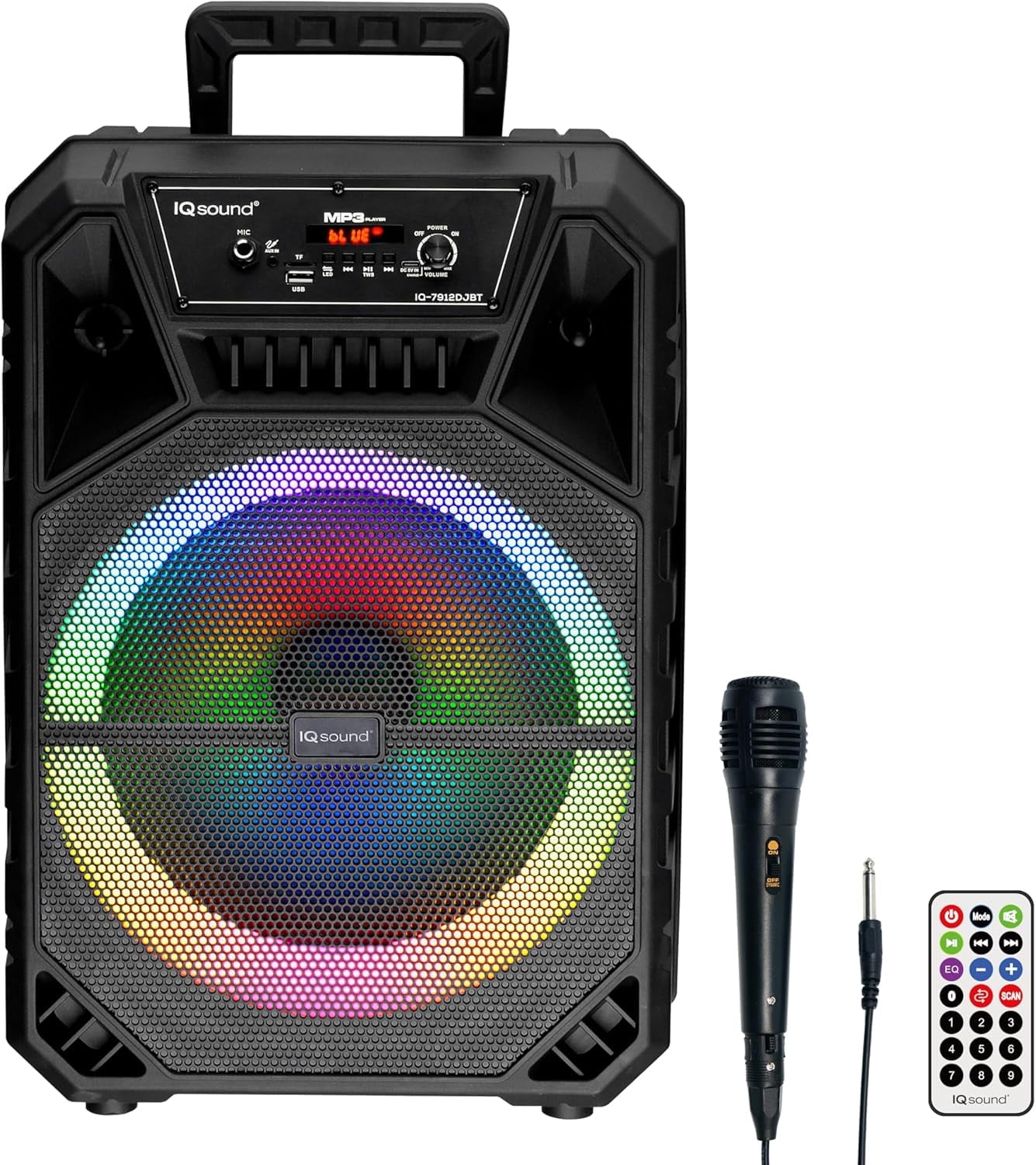 Supersonic 12" Portable Bluetooth Speaker with LED Lights and TWS (IQ-7912DJBT)