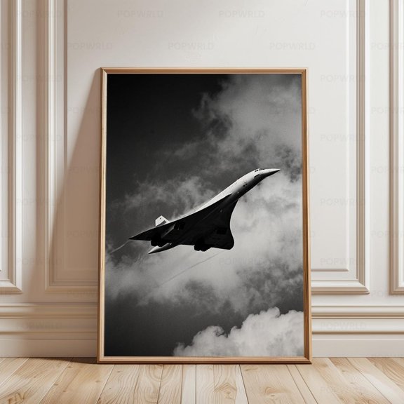 Supersonic Jet Blueprint Aviation Mid Century Pilot Poster