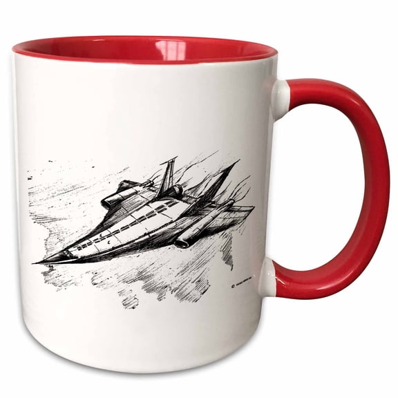 3drose, Supersonic Jet Plane, 15oz Two-tone Red Mug