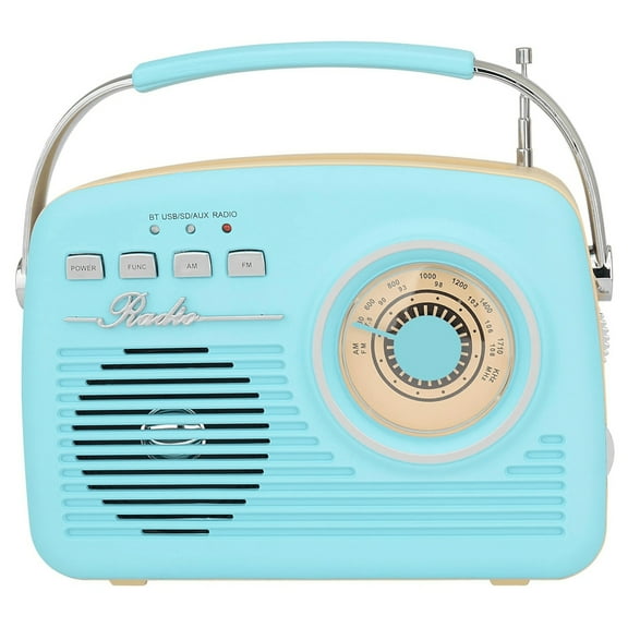 Supersonic Multi-Function Radio Wireless Bluetooth Retro Portable Speaker, USB Cable, Blue