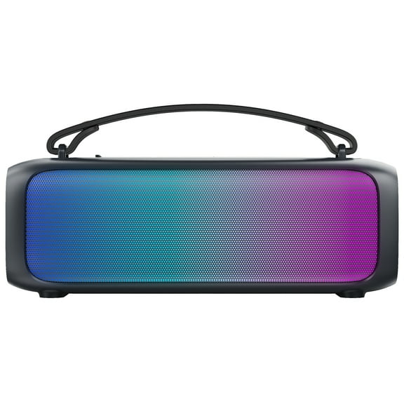 IQ Sound Portable Bluetooth 2.0-Channel Boom Box with Speakerphone, RGB Lights, and FM Radio, True Wireless, Black, IQ-3530RGB
