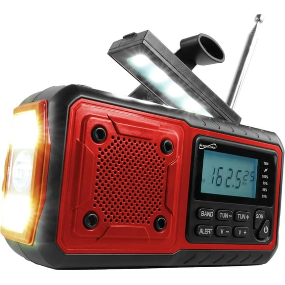 Supersonic SC1078ERN Guardian NOAA AM/FM Multi-Powered Emergency Weather Radio with Flashlight