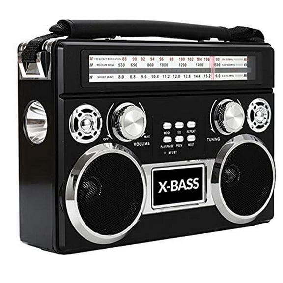 Supersonic SC-1097BT- Black 3 Band Radio with Bluetooth and Flashlight (Black)