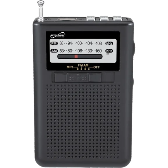 Supersonic Sc-1108bt Goradio+ 4.2-watt Portable Am/fm Radio With Bluetooth, Batteries, Usb, And Microsd Inputs