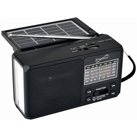 Supersonic SC1180BTBLK SC-1180BT SolarWave Solar Emergency Radio with Bluetooth - Black