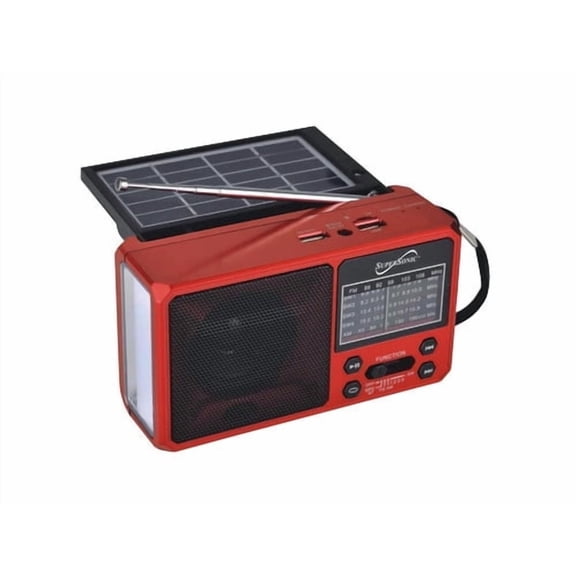 Supersonic SC1180BTRED SC-1180BT SolarWave Solar Emergency Radio with Bluetooth - Red