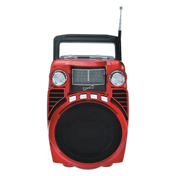 Supersonic SC-1390BT - Red Bluetooth 4 Band Radio (Red)