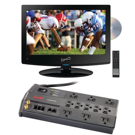 Supersonic SC-1512 15.6" 720p LED TV/DVD Combination, AC/DC Compatible with RV/Boat & APC P11VNT3 11-Outlet Performance Surgearrest Surge Protector