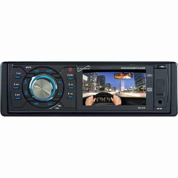 Supersonic SC-312 Car DVD Player - 3" LCD - DVD Video, MPEG-4 - AM, FM - SD, MultiMediaCard (MMC) - USB - Auxiliary Input - SC-312